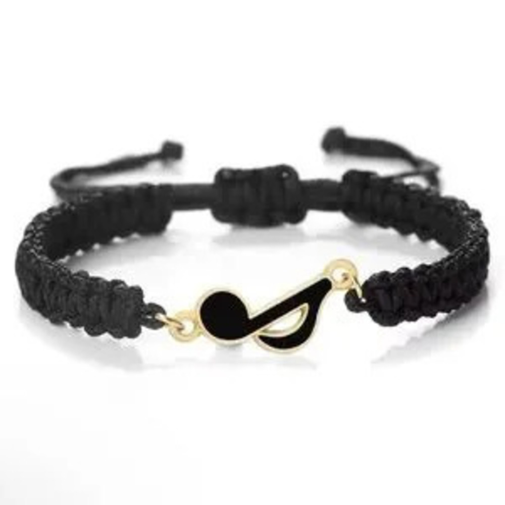 Musical Note Pendant Bracelets Black up to 10